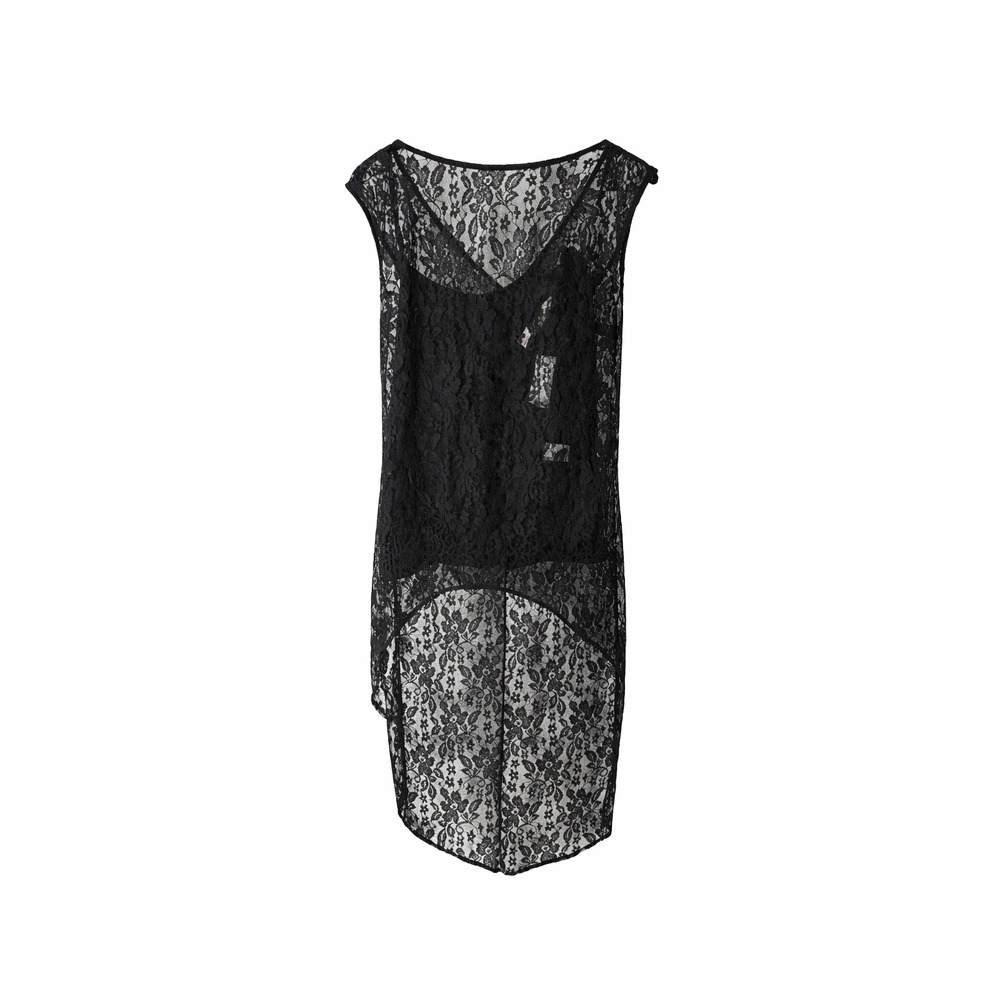 Sweet Pea NY&C Lace High Low Top Womens XS Black New Floral Sleeveless Overlay‎